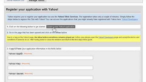 How to Create a new Yahoo App for OneAll.com Sites?