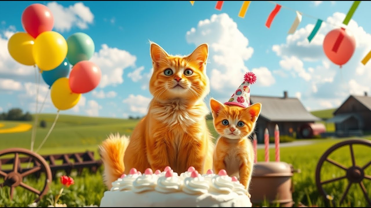 Mama Cat  🐱works on a farm to earn money so she can throw a birthday party for her 🥰🥳❤️
