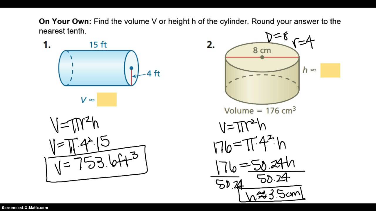 lesson 8 1 volume of cylinders (homework practice)