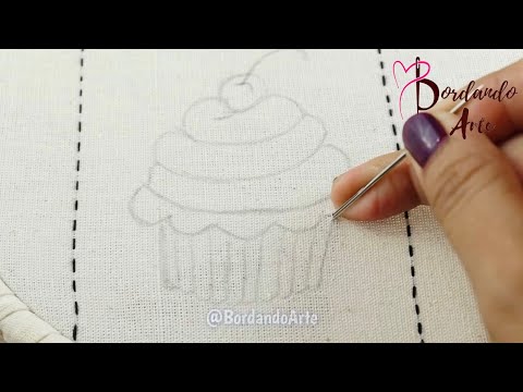 BORDADO A MANO PUNTADAS FÁCILES PARA CUPCAKE | HAND EMBROIDERY EASY STITCH NEW MODERN DESIGN