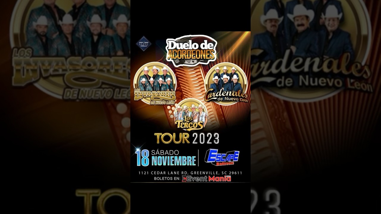 Greenville, SC! Duelo de Acordeones! Sábado 18 de Noviembre - Escape Ballroom! 🎶
