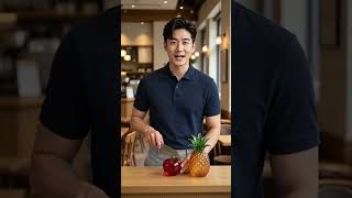 Slicing glass apple and pineapple ASMR