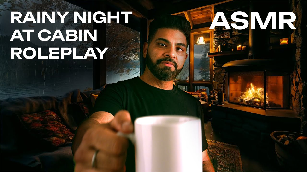 ASMR-ролевая игра «Дождливая ночь» | Уютный камин в домике и комфорт для гостей во время сна