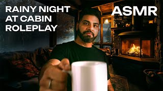 Rainy Night ASMR Roleplay | Cozy Cabin Fireplace & Guest Comfort for Sleep