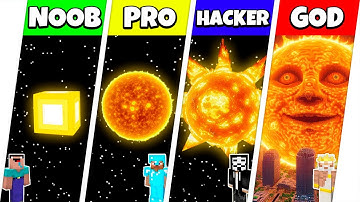 Minecraft Battle: NOOB vs PRO vs HACKER vs GOD: INSIDE SUN PLANET HOUSE BUILD CHALLENGE / Animation