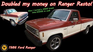 I doubled my money restoring and selling a 1986 Ford Ranger that I bought for $500.