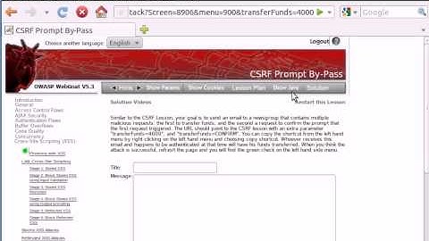 WebGoat v5.3 - Cross-Site Scripting (XSS) - CSRF Prompt By-Pass