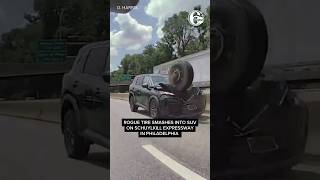 Video captures tire flying across I-76 before slamming into SUV in Philadelphia