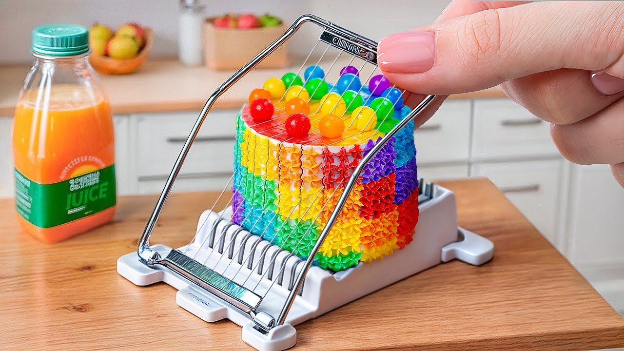 DIY Rainbow Buttercream Cake Decorating Tutorial | Miniature Cake Recipe