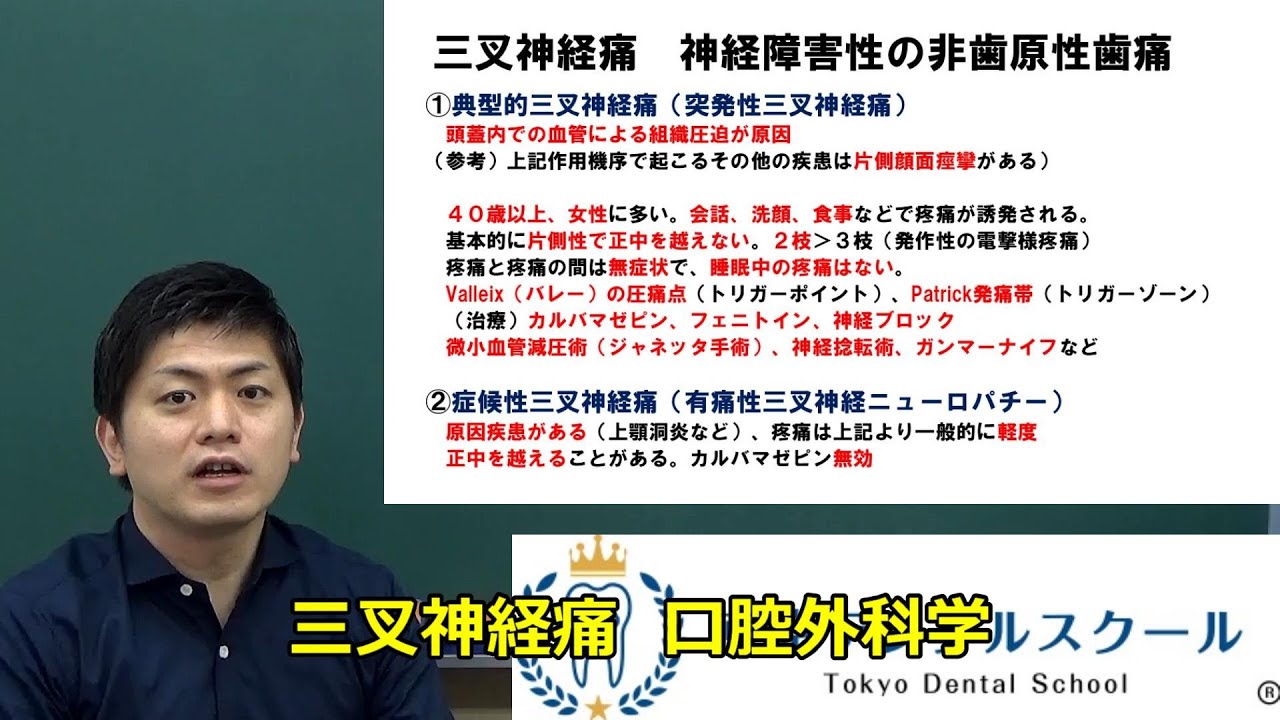 三叉神経痛 5分で学ぶ歯科医師国家試験対策のための口腔外科学 - YouTube