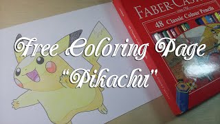Pikachu from Pokemon-Printable Free Coloring Page from Crafty Guild