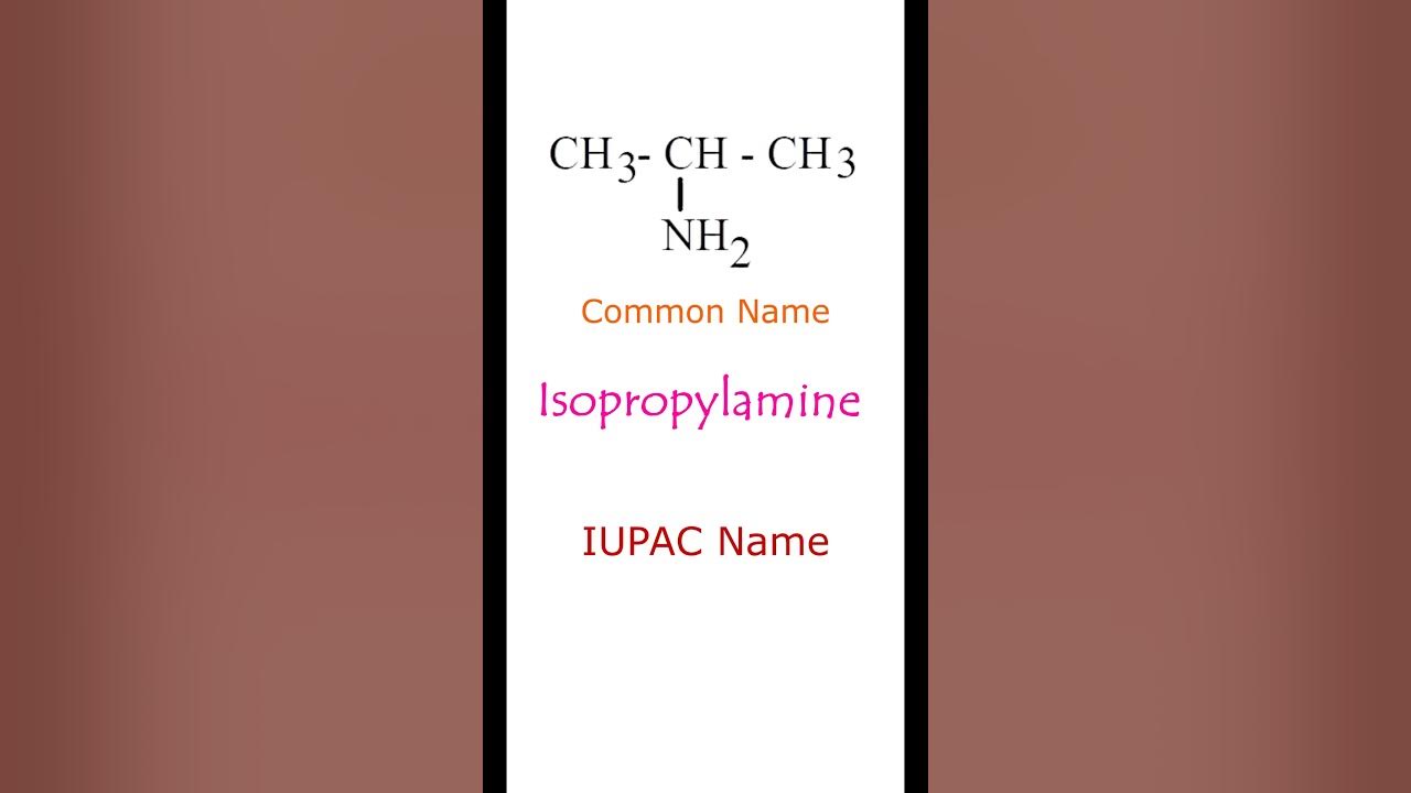 Amines common name iupac name isopropylamine propan 2 amine
