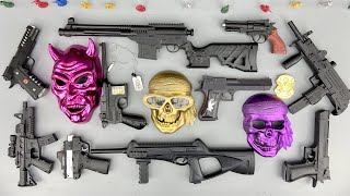 Realistic Toy Guns. Black Beaded Rifles - Frightening Masks