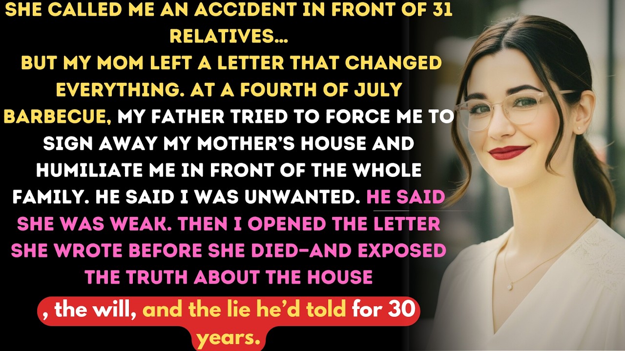 My Father Said I Was An Accident At A Family Barbecue So I Read My Dead Mother's Letter...