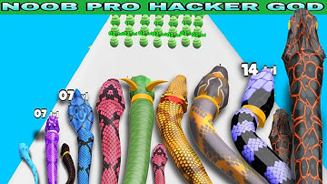 NOOB vs PRO vs HACKER vs GOD in Snake Evolution Run 3D update (Satisfying mobile game all levels🪱)