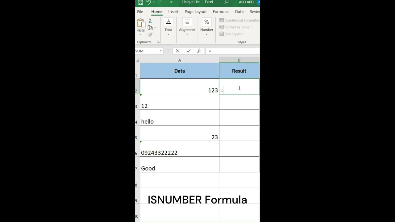 How to Use ISNUMBER Formula