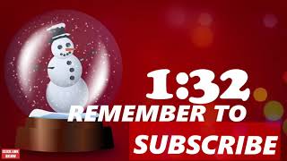🎄🎅 2 MINUTES TIMER, CHRISTMAS MUSIC, ANIMATED SNOWMAN SNOW GLOBE, WHITE NUMBERS ON RED 🔥
