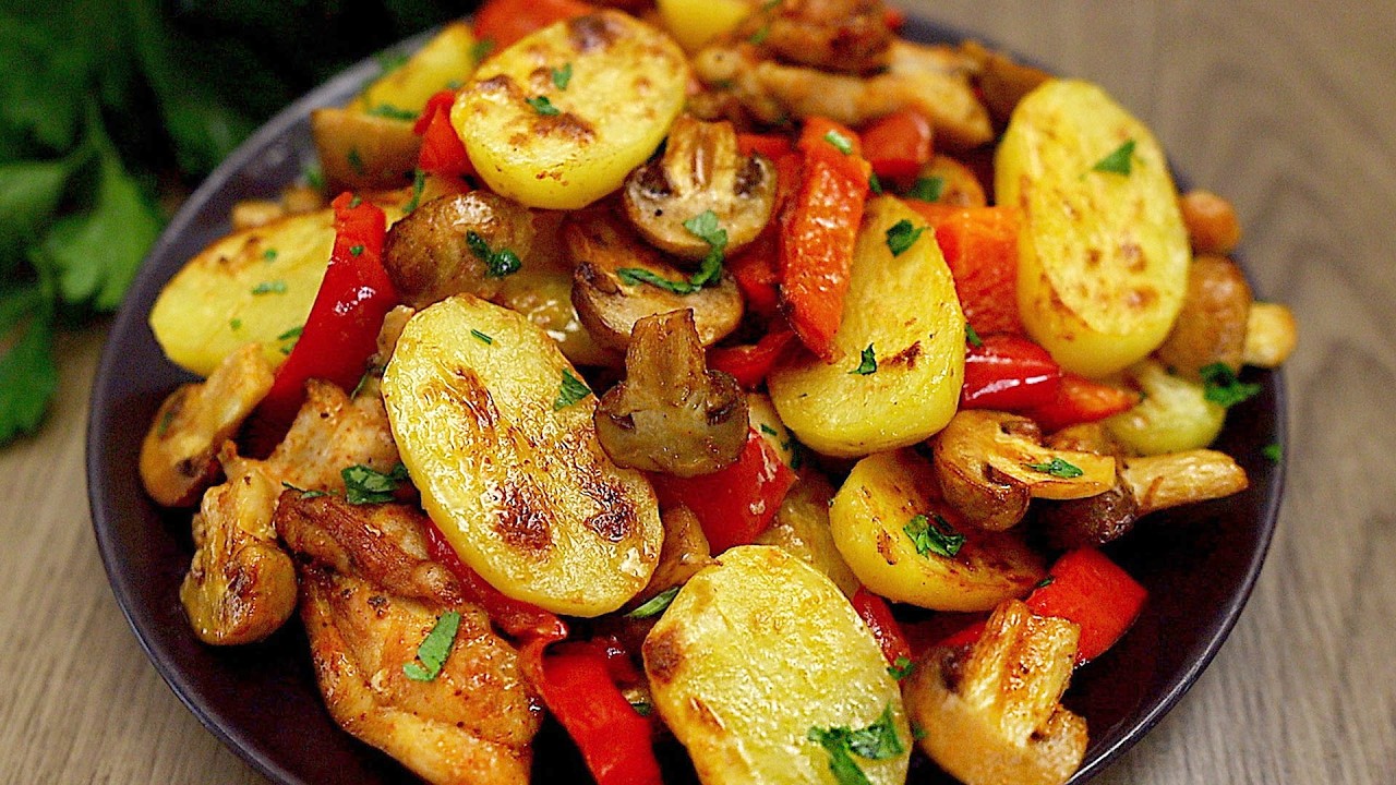 Ofenkartoffeln mit Hähnchen und Paprika