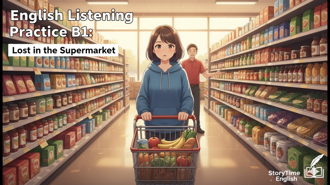 English Listening B1: Supermarket Story - Shopping Vocabulary & Story