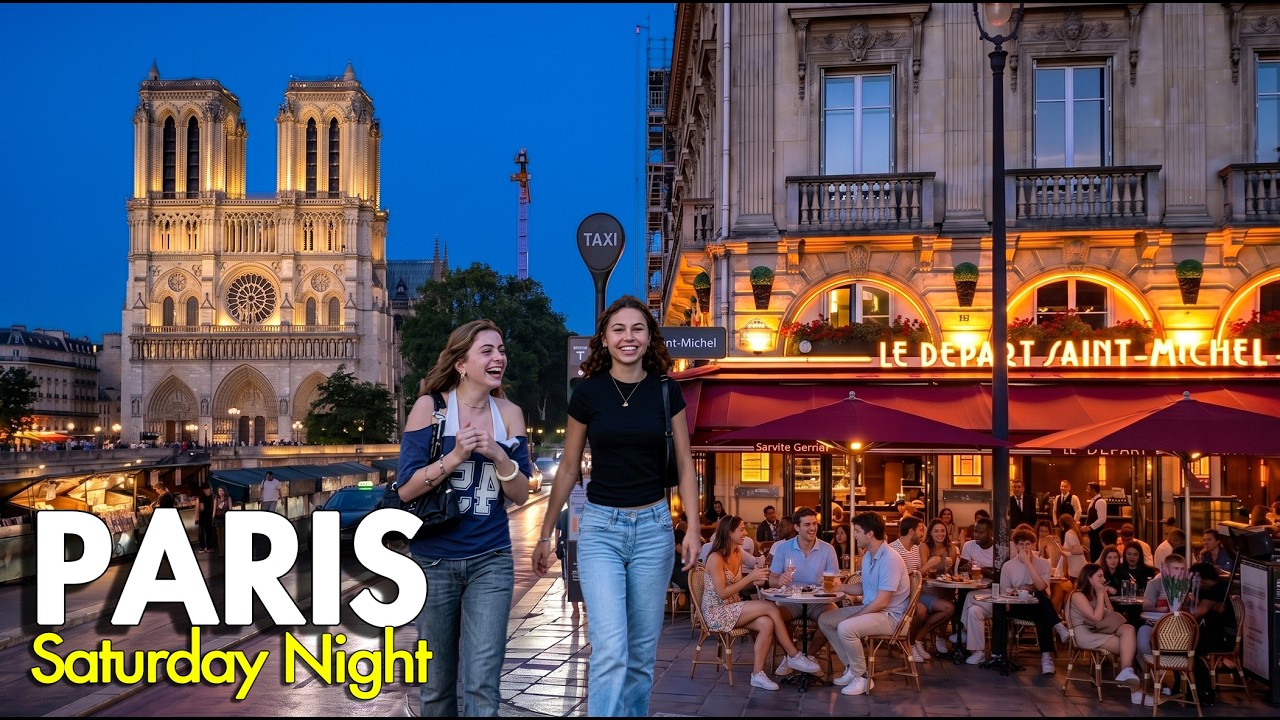 Paris, Francja | Le Marais → Notre Dame | Nocny Spacer po Mieście 4K