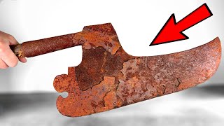 Rust is Peeling this Huge Cleaver  Restoration (with Carbon Fiber Handle)