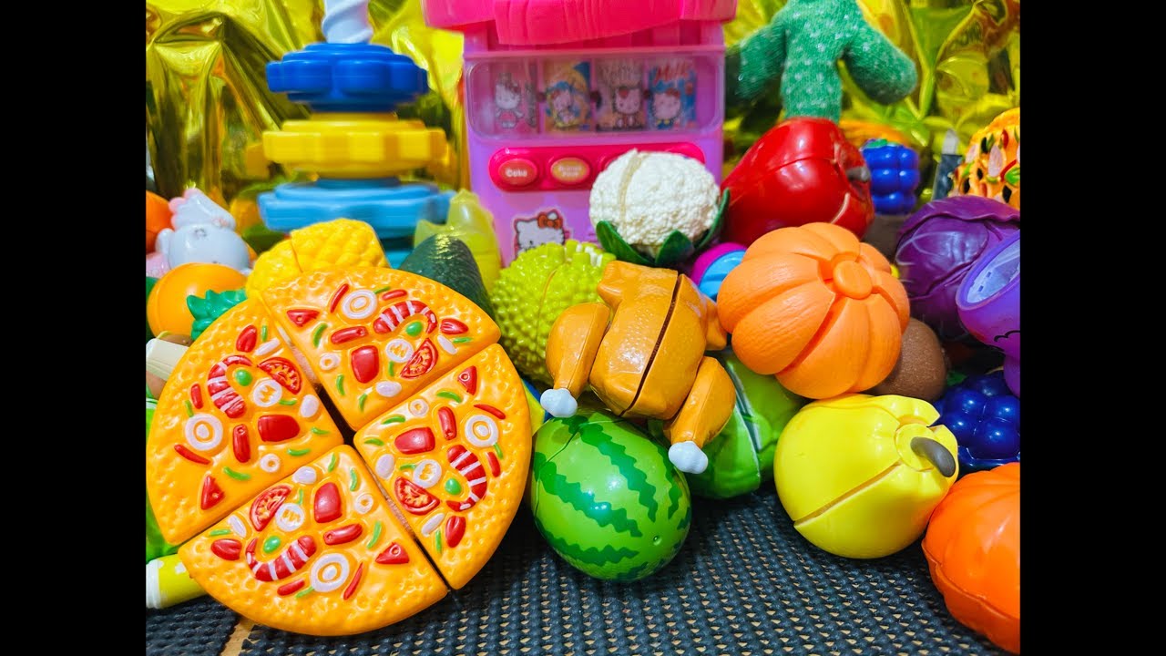 ASMR satisfying cutting pizza fruits and vegetables toys