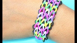 أساور المطاط:كيف تصنع اسوارة ثلاثية من المطاط بنفسك:DIY looming how to make triple single bracelet