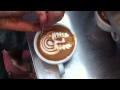 Latte art  bean jamming ona coffee