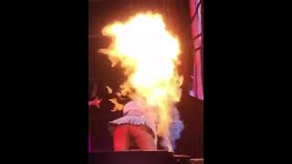 Ice Spice almost got hit with flames while she was performing on stage