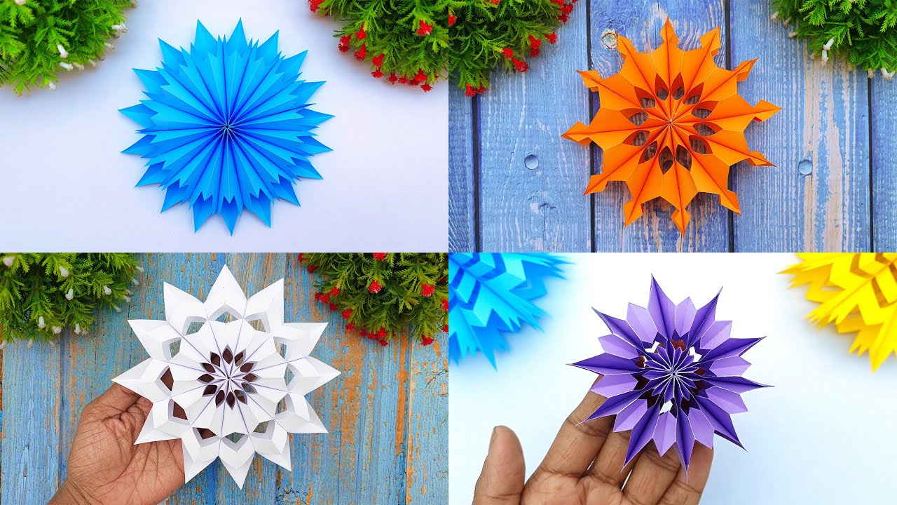 Top 4 Ideas For The Design Of Paper Snowflakes Making | How To Make 3D ...