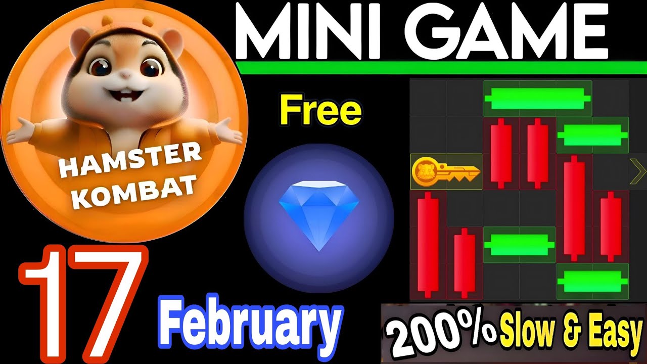 17 February 💎🔑🐹 Puzzle Trick: P2E Hamster Kombat key MiniGame Solved, slow step by step! 🎮