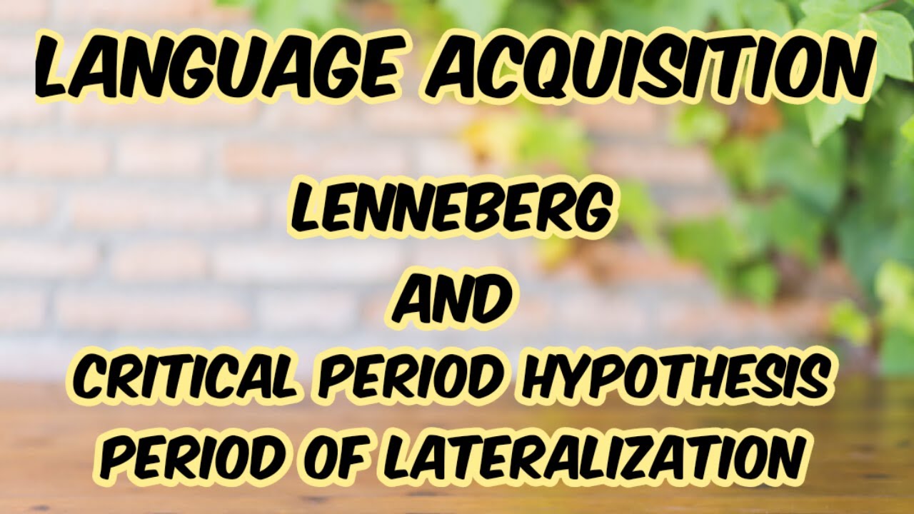 Lennerberg Critical Period Hypothesis Lenneberg – HHCT