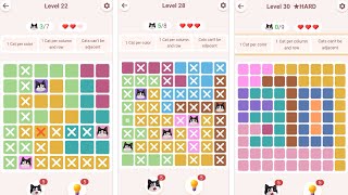 Meowdoku! Levels 21-30 Solution Walkthrough 
