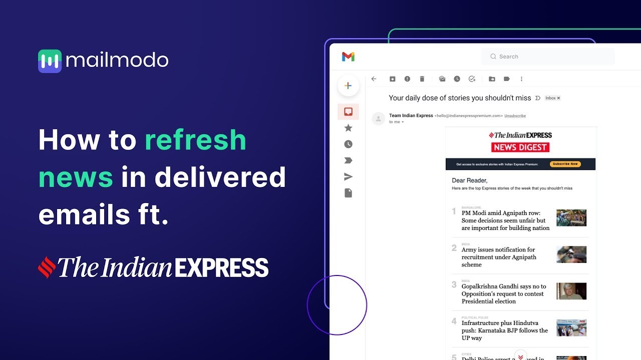 How to refresh news in delivered emails (Ft. Mailmodo and The Indian Express)