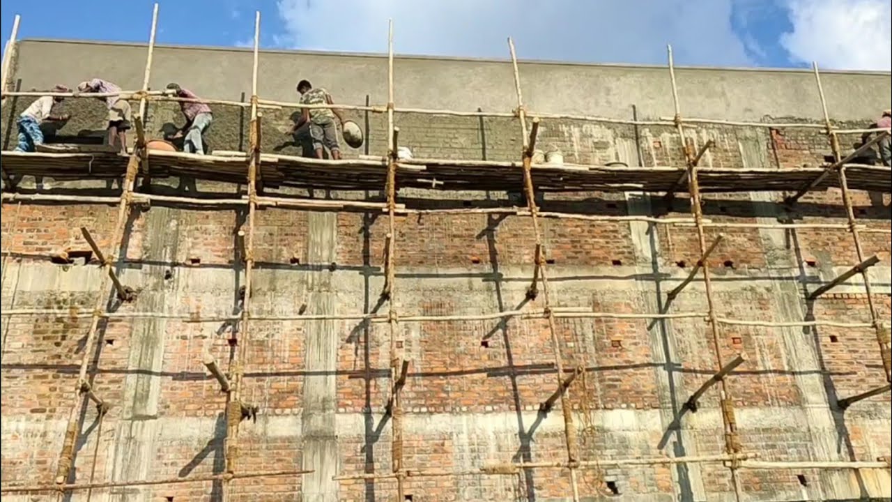 Amazing building construction External wall plastering 40 feet