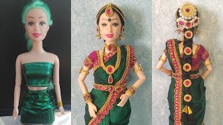 Barbie doll saree making I jewellery l Hair fixing l Seervarisai Thattu  Part4. #SouthIndianspecial