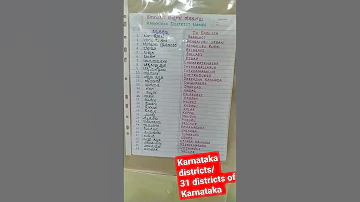 Karnataka Districts 31 Districts Names Of Karnataka 