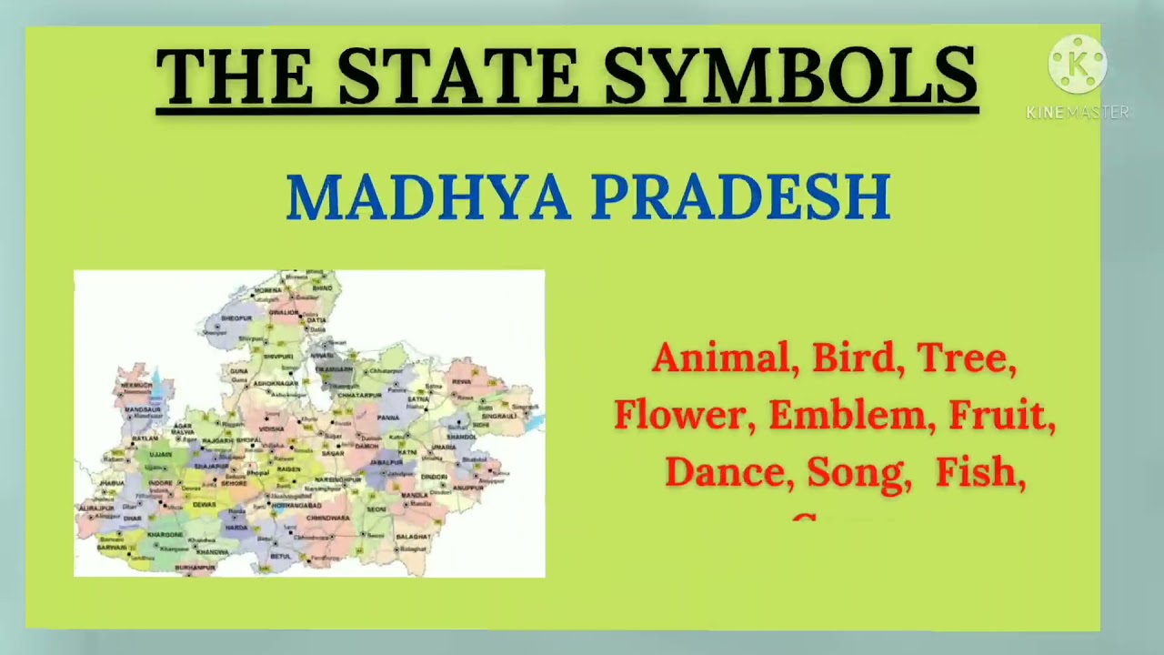 State symbols of Madhya Pradesh/ Emblem/tree/animal/bird/flower/song/game/செந்தமிழ்ச்சுவடி