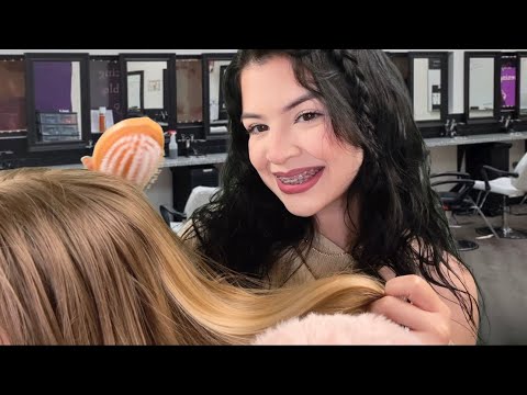 ASMR you meet your new bestie at cosmetology school🫶🏻(hairplaying)