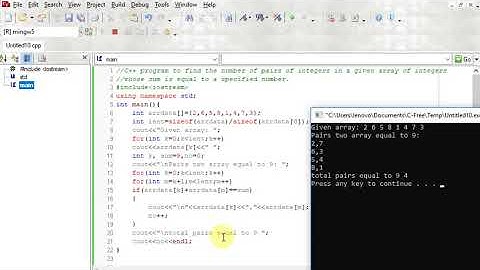C++ program to find the number of pairs of integers in a given array