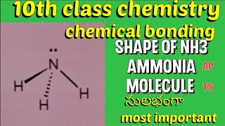 SHAPE OF AMMONIA MOLECULE NH3 SHAPE 10TH CLASS CHEMISTRY CHEMICAL BONDING