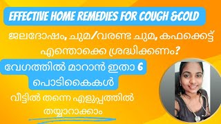 ജലദോഷം, ചുമ വേഗത്തിൽ മാറാൻ വീട്ടിൽ തന്നെ ചെയ്യാവുന്ന 6 പൊടികൈകൾ/effective Home remedies for cough