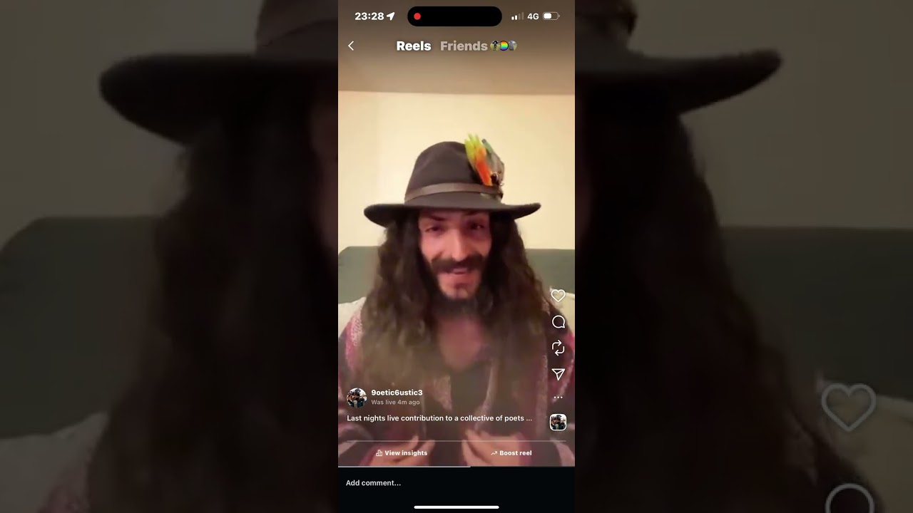 Instagram Live sharing 11 minutes of poetry ti raise awareness for suicide prevention