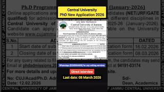 Central University PhD new notification, #phdadmission2026 #phdnewapplication #shorts #constancemind