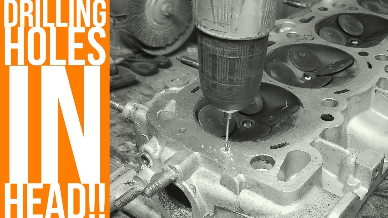 DRILLING HOLES IN HEAD FOR RELOCATING THERMOSTAT ON 4G63 FOR RWD! WORK TRUCK GETS LEDS! YouTube