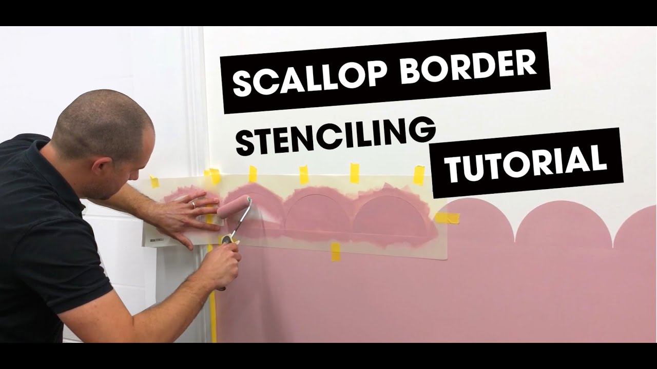 Scallop Wall Border Stencil - Full How to Stenciling Tutorial - YouTube