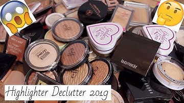 Individual Highlighter Declutter 2019 | Makeup Collection | AmberElainexox