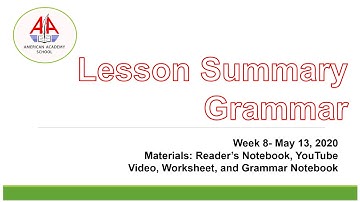 Grammar Lesson for Grade 6