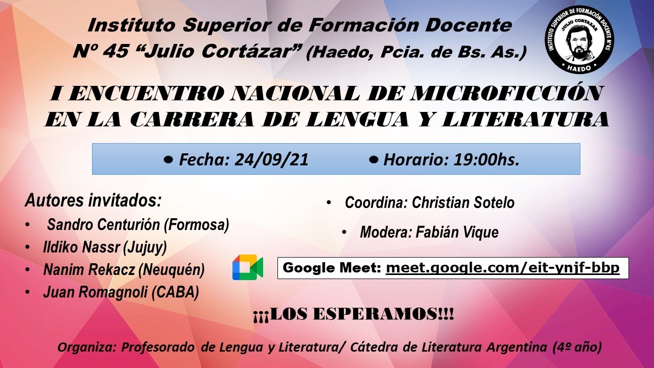 I ENCUENTRO NACIONAL DE MICROFICCIÓN EN LA CARRERA DE LENGUA Y LITERATURA-  24/09/2021 - YouTube