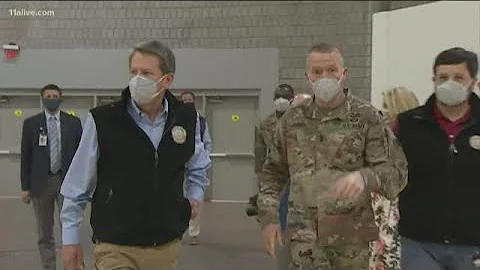 Kemp tours alternative care facility at Georgia World Congress Center